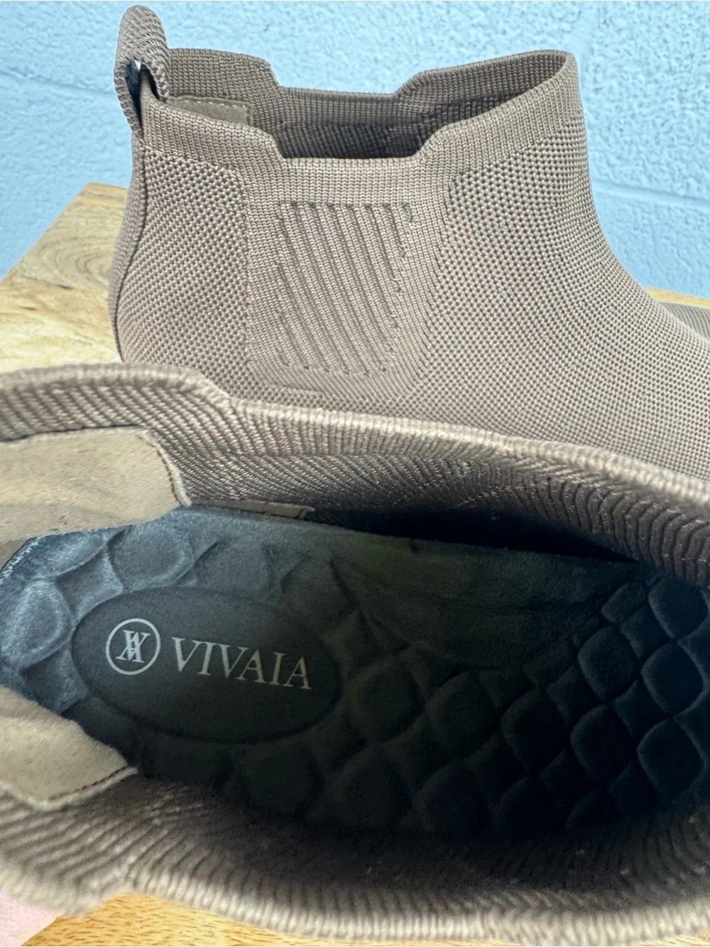 VIVAIA Knit Chelsea Ankle Boots Taupe Brown EU 40.5 US 9.5